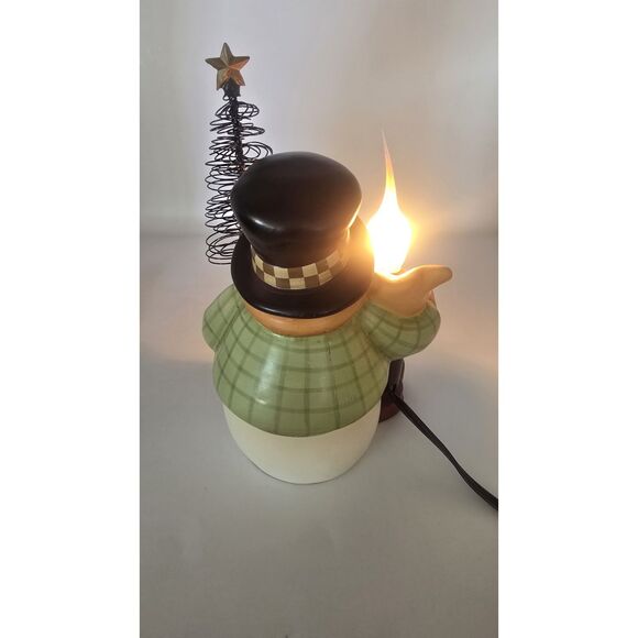 Crazy Mountain Snowman Figurine Holding a Tree Night Light- Christmas - Picture 4 of 5